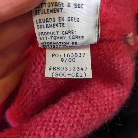 Y2K Tommy Hilfiger Pink Mohair Acrylic Blend Knit Cardigan Sweater - Picture 6 of 7